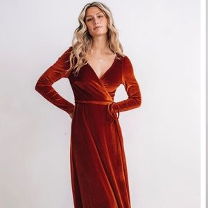 Velvet maxi wrap dress